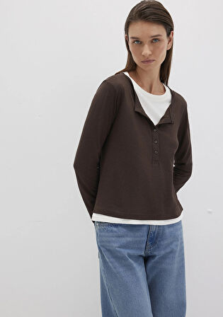 Kahverengi Uzun Kollu Tişört 1613400-88067
