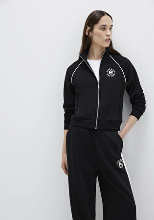 Biye Detaylı Fermuarlı Siyah Sweatshirt 1S10365-900