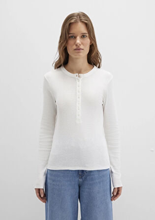 Düğme Detaylı Ekru Tişört 1613401-70057