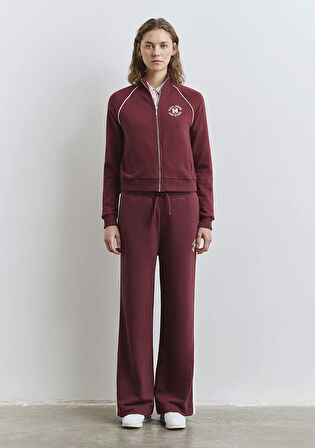 Biye Detaylı Fermuarlı Bordo Sweatshirt 1S10365-70393