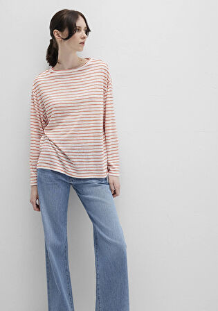 Turuncu Çizgili Tişört 1612664-90710