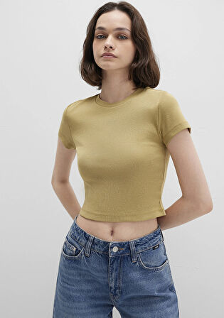 Sarı Basic Crop Tişört 1600814-70217