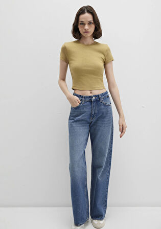 Sarı Basic Crop Tişört 1600814-70217