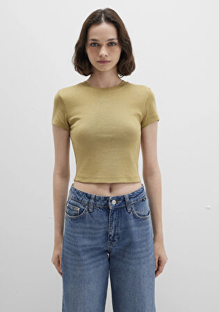 Sarı Basic Crop Tişört 1600814-70217