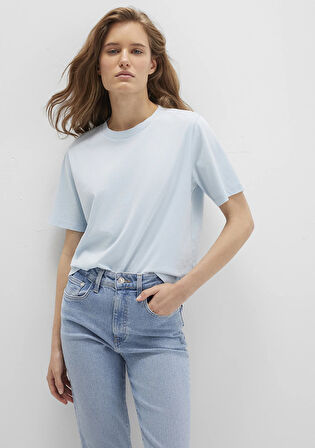 Bisiklet Yaka Mavi Basic Tişört 1600955-89484