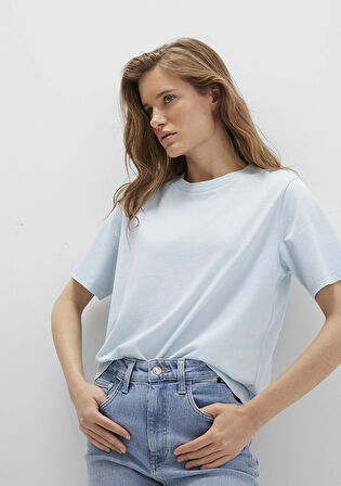 Bisiklet Yaka Mavi Basic Tişört 1600955-89484