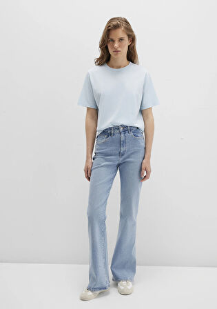 Bisiklet Yaka Mavi Basic Tişört 1600955-89484