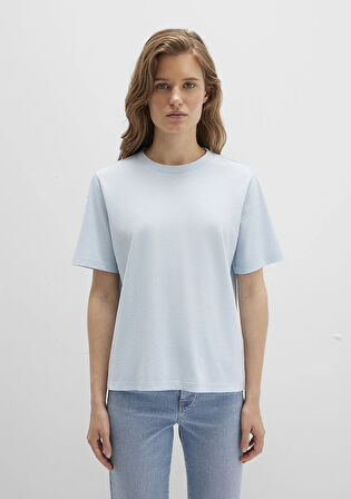 Bisiklet Yaka Mavi Basic Tişört 1600955-89484