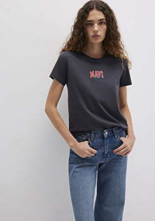 Mavi Logo Baskılı Antrasit Tişört 1613412-70087