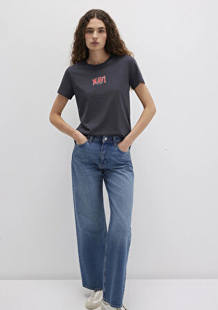 Mavi Logo Baskılı Antrasit Tişört 1613412-70087