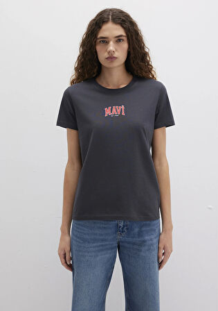 Mavi Logo Baskılı Antrasit Tişört 1613412-70087