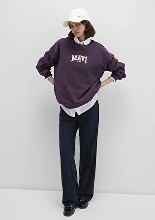 Mavi Logo Baskılı Mor Sweatshirt 1S10372-70635