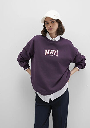 Mavi Logo Baskılı Mor Sweatshirt 1S10372-70635