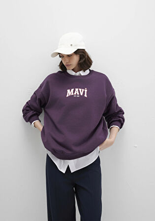 Mavi Logo Baskılı Mor Sweatshirt 1S10372-70635