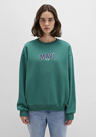 Mavi Logo Baskılı Yeşil Sweatshirt 1S10372-71918