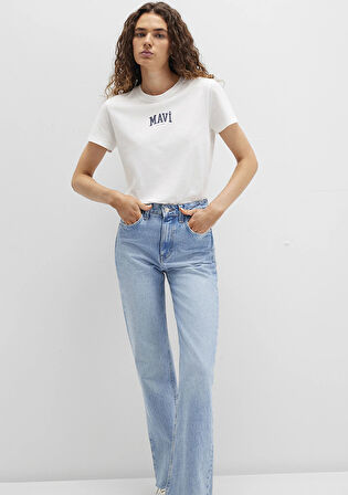 Mavi Logo Baskılı Beyaz Tişört 1613412-70057