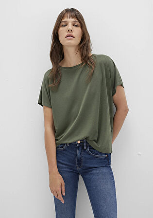 Lux Touch TENCEL TM Haki Modal Basic Tişört 167245-71551