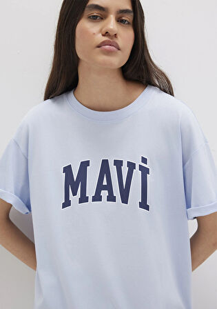 Mavi Logo Baskılı Mavi Tişört 1600843-70717