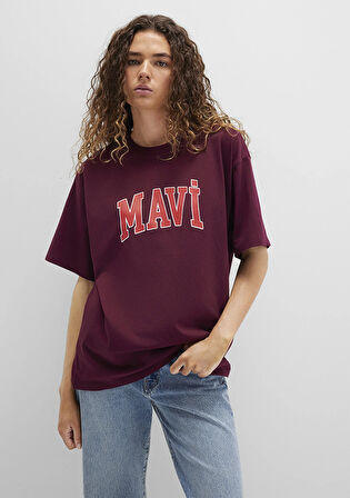 Mavi Logo Baskılı Bordo Tişört 1600843-90705