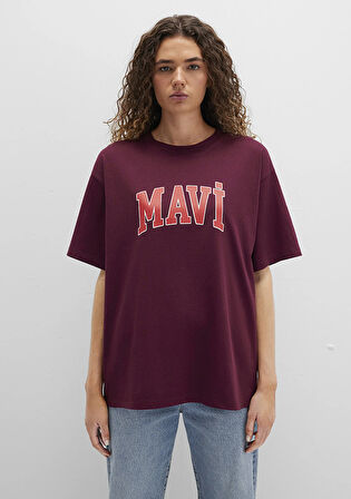 Mavi Logo Baskılı Bordo Tişört 1600843-90705