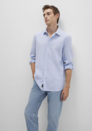 Mavi 0211693-90912 Çizgili Mavi Gömlek