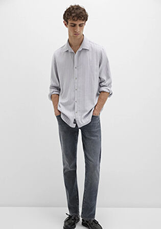 Çizgili Gri Gömlek 0211709-91016
