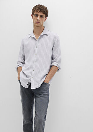 Mavi 0211709-91016 Çizgili Gri Gömlek