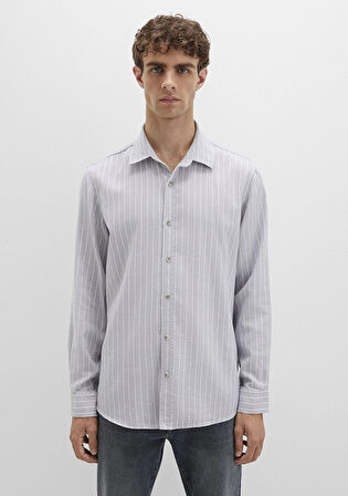 Mavi 0211709-91016 Çizgili Gri Gömlek