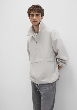 Yarı Fermuarlı Kanguru Cepli Gri Sweatshirt 0211684-70074