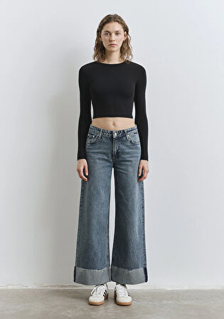 Emilia Classic Denim Puslu Koyu Mavi Jean Pantolon 1012641-90118