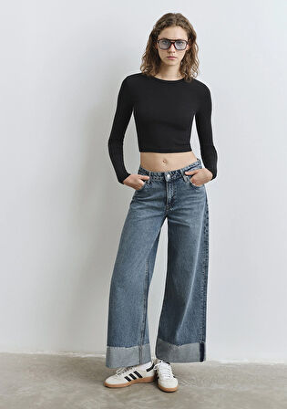 Emilia Classic Denim Puslu Koyu Mavi Jean Pantolon 1012641-90118