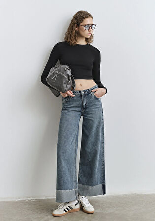 Emilia Classic Denim Puslu Koyu Mavi Jean Pantolon 1012641-90118