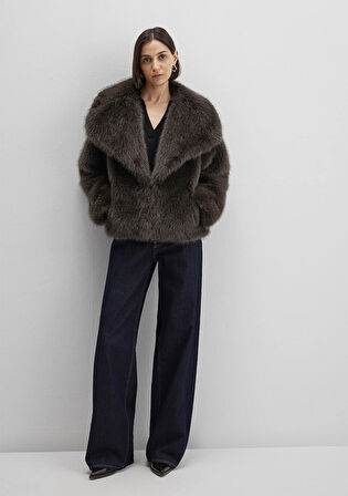 Suni Kürk Kahverengi Kısa Ceket 1110781-71593