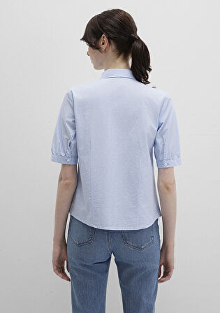 Kısa Kollu Çizgili Mavi Gömlek 1210060-90700