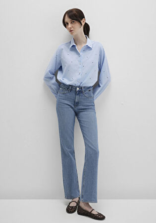 Mini Baskılı Mavi Gömlek 1210030-84655