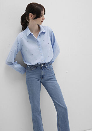 Mini Baskılı Mavi Gömlek 1210030-84655