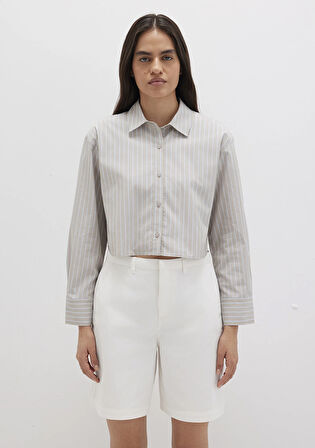 Çizgili Bej Gömlek 1211184-83980