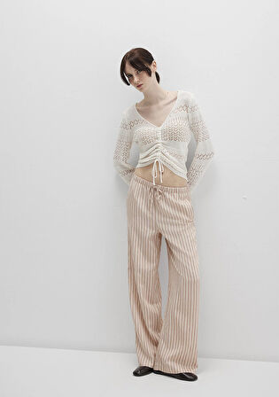 Çizgili Bej Pantolon 1011024-90719