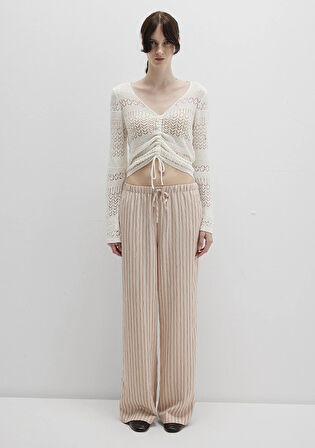 Çizgili Bej Pantolon 1011024-90719