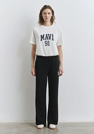 Mavi Logo Şerit Detaylı Siyah Eşofman Altı 1011038-900