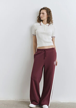 Mavi Logo Şerit Detaylı Bordo Eşofman Altı 1011038-70393