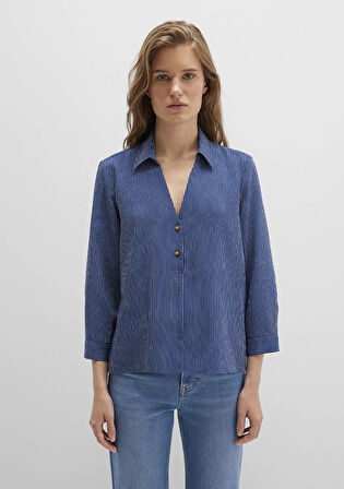 Lacivert Çizgili Bluz 122400-80736