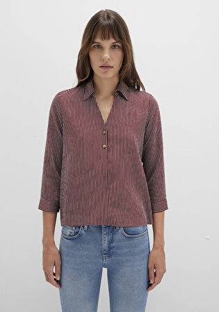 Çizgili Bordo Bluz 122400-88614