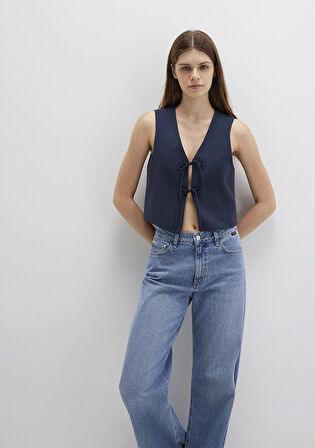 Bağcıklı Lacivert Bluz 1211200-82318