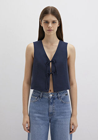 Bağcıklı Lacivert Bluz 1211200-82318