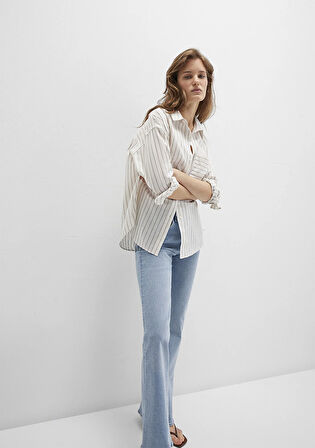 Çizgili Beyaz Gömlek 1211201-83926