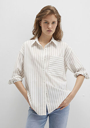 Çizgili Beyaz Gömlek 1211201-83926