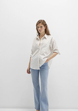 Çizgili Beyaz Gömlek 1211201-83926
