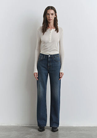 Victoria Classic Denim Gölgeli Koyu Mavi Jean Pantolon 101072-90539