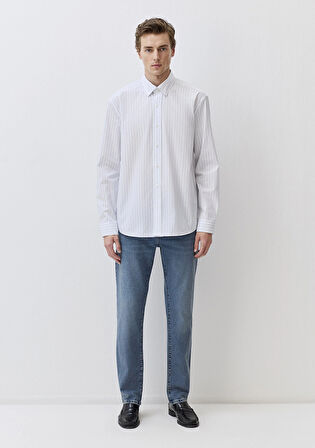 Mavi 0211553-90906 Çizgili Mavi Gömlek